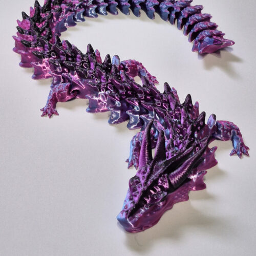 Purple blue black Articulated 3D Printed Dragon