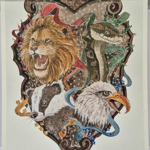 HP Hogwarts Houses Print